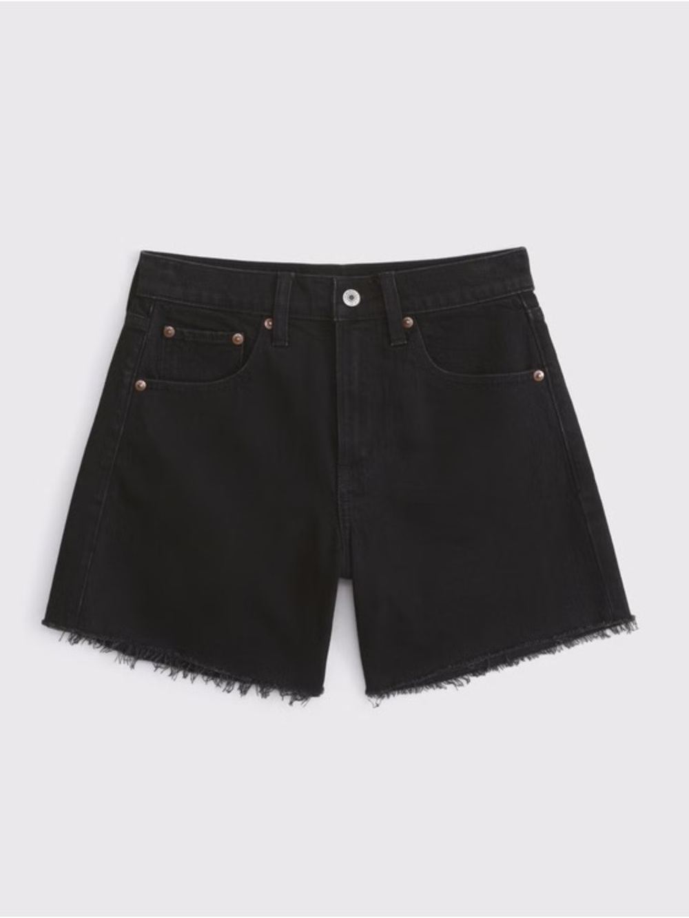 A & F Black Denim High-Waist Shorts